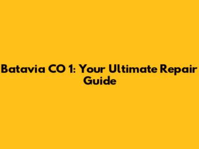 Batavia CO 1: Your Ultimate Repair Guide