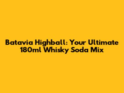 Batavia Highball: Your Ultimate 180ml Whisky Soda Mix