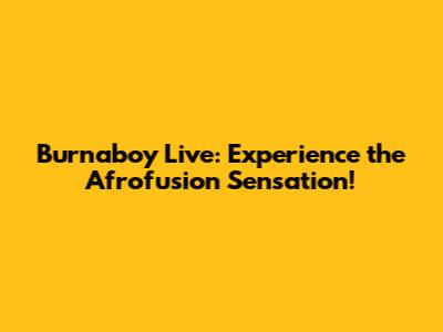 Burnaboy Live: Experience the Afrofusion Sensation!