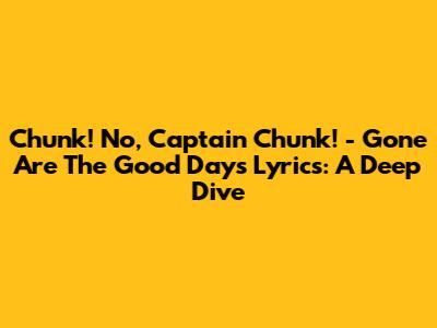 Chunk! No, Captain Chunk! - Gone Are The Good Days Lyrics: A Deep Dive