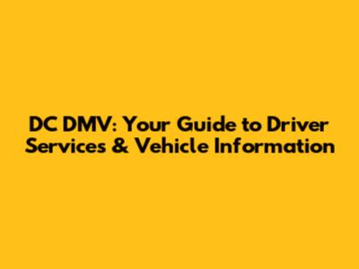 DC DMV: Your Guide to Driver Services & Vehicle Information