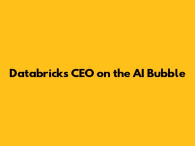 Databricks CEO on the AI Bubble