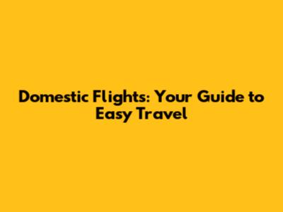 Domestic Flights: Your Guide to Easy Travel