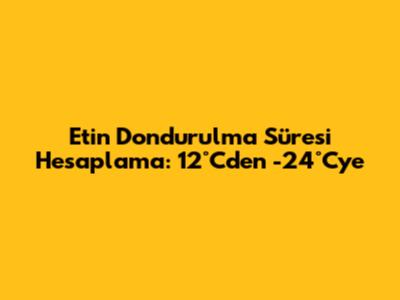 Etin Dondurulma Süresi Hesaplama: 12°C'den -24°C'ye