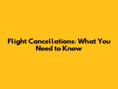 Flight Cancellations: What You Need to Know