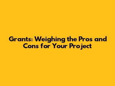 Grants: Weighing the Pros and Cons for Your Project