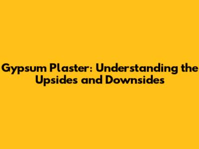 Gypsum Plaster: Understanding the Upsides and Downsides
