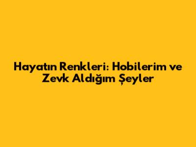Hayatın Renkleri: Hobilerim ve Zevk Aldığım Şeyler