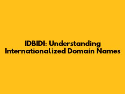 IDBIDI: Understanding Internationalized Domain Names