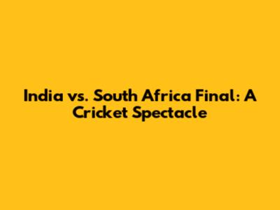 India vs. South Africa Final: A Cricket Spectacle
