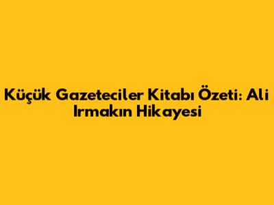 Küçük Gazeteciler Kitabı Özeti: Ali Irmak'ın Hikayesi