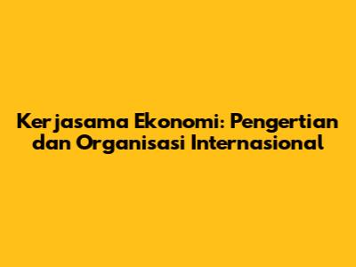 Kerjasama Ekonomi: Pengertian dan Organisasi Internasional