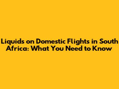 Liquids on Domestic Flights in South Africa: What You Need to Know