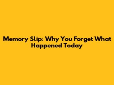 Memory Slip: Why You Forget What Happened Today