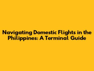 Navigating Domestic Flights in the Philippines: A Terminal Guide