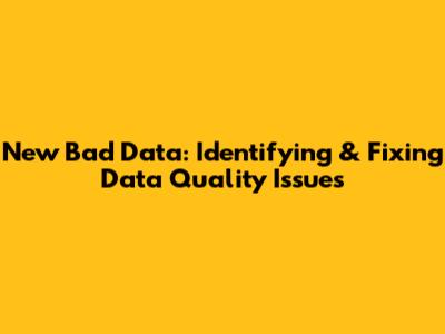 New Bad Data: Identifying & Fixing Data Quality Issues