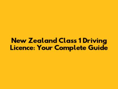 New Zealand Class 1 Driving Licence: Your Complete Guide