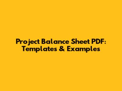 Project Balance Sheet PDF: Templates & Examples