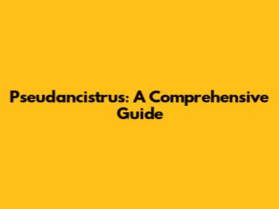 Pseudancistrus: A Comprehensive Guide