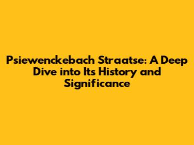 Psiewenckebach Straatse: A Deep Dive into Its History and Significance