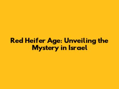 Red Heifer Age: Unveiling the Mystery in Israel