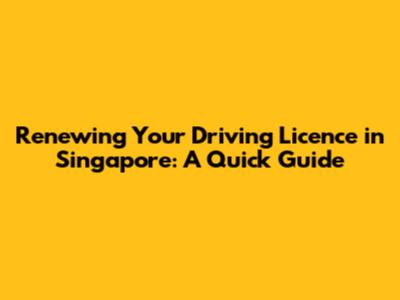 Renewing Your Driving Licence in Singapore: A Quick Guide