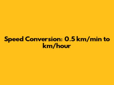 Speed Conversion: 0.5 km/min to km/hour