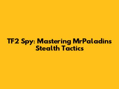 TF2 Spy: Mastering MrPaladin's Stealth Tactics