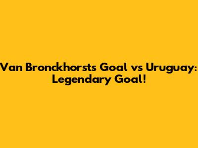Van Bronckhorst's Goal vs Uruguay: Legendary Goal!
