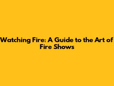 Watching Fire: A Guide to the Art of Fire Shows