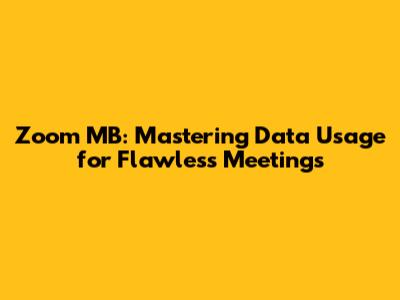 Zoom MB: Mastering Data Usage for Flawless Meetings
